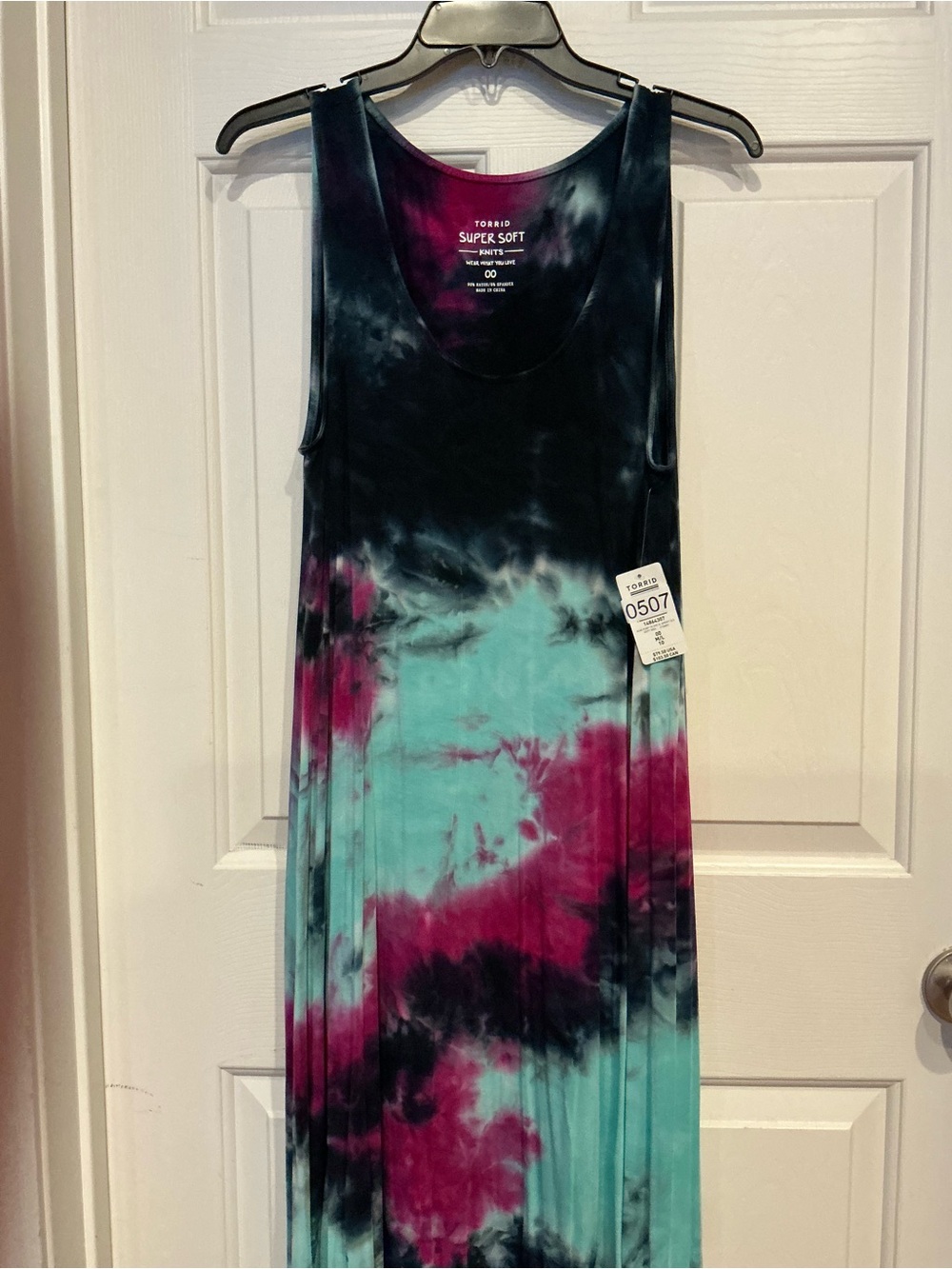 torrid Teal, Magenta & Black Tie-Dye Sleeveless Maxi Dress